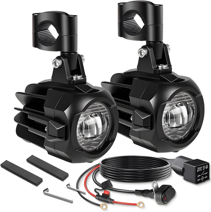 LEDOPPO Motorcycle Auxiliary Lights LED Kit 70W Round Driving Fog Light White with Mount Brackets Wire Harness Switch Waterproof for R1200gs ADV Adventure Touring Sport Cruiser Streetbike ATV UTV - Image 1